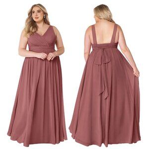 Azazie Kora Dress Womens Size A28 (Plus) Amethyst Chiffon Bridesmaid Long Dress